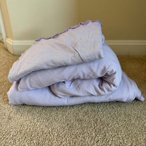 Circo Purple White Striped Twin Sheet Set Cotton Blend Fitted Top Pillowcase